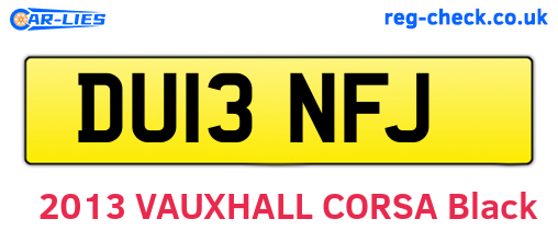 DU13NFJ are the vehicle registration plates.