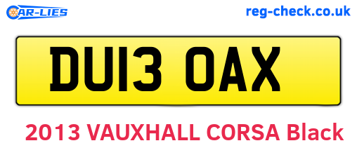 DU13OAX are the vehicle registration plates.