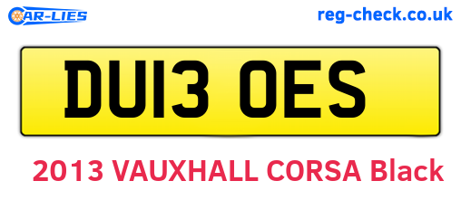 DU13OES are the vehicle registration plates.