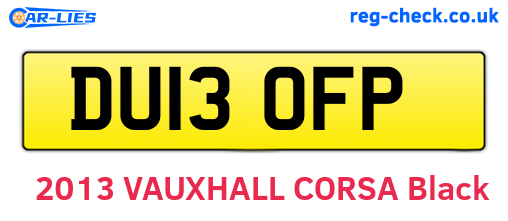 DU13OFP are the vehicle registration plates.