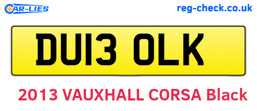 DU13OLK are the vehicle registration plates.