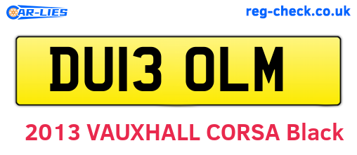 DU13OLM are the vehicle registration plates.