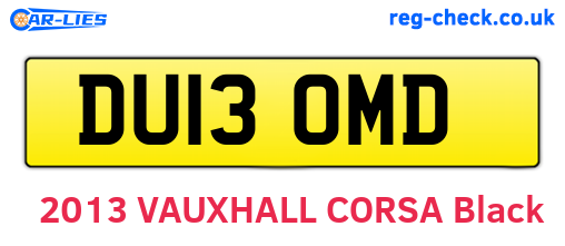DU13OMD are the vehicle registration plates.
