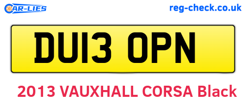 DU13OPN are the vehicle registration plates.