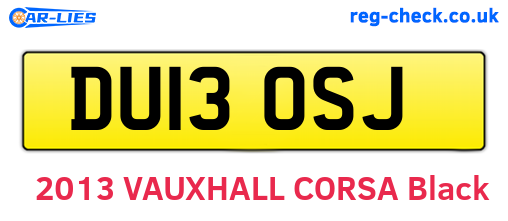 DU13OSJ are the vehicle registration plates.
