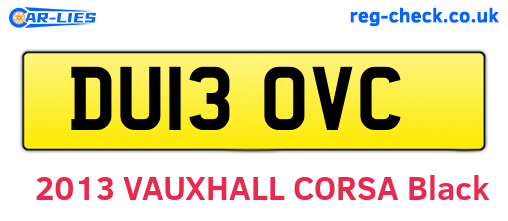 DU13OVC are the vehicle registration plates.