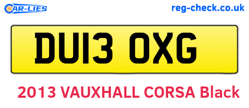 DU13OXG are the vehicle registration plates.