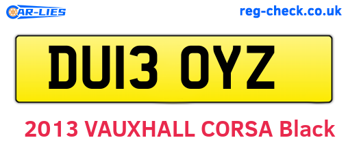DU13OYZ are the vehicle registration plates.