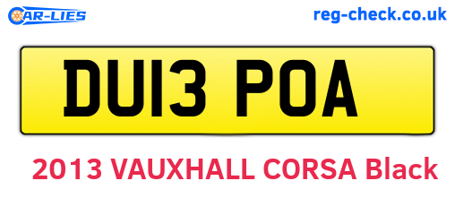 DU13POA are the vehicle registration plates.