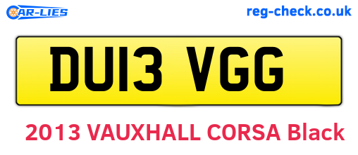 DU13VGG are the vehicle registration plates.