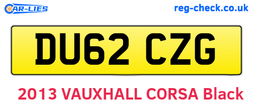 DU62CZG are the vehicle registration plates.