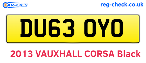 DU63OYO are the vehicle registration plates.