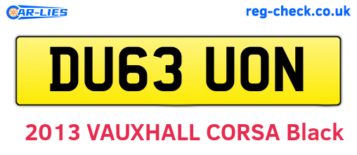 DU63UON are the vehicle registration plates.