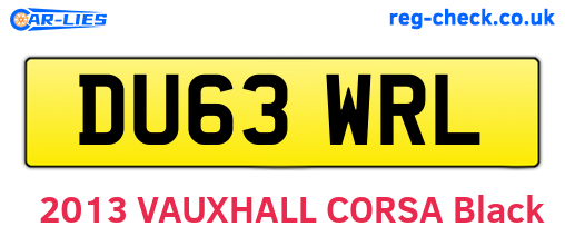 DU63WRL are the vehicle registration plates.