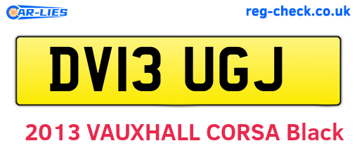 DV13UGJ are the vehicle registration plates.