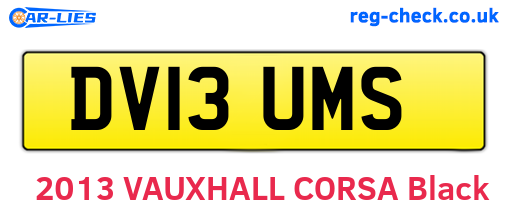 DV13UMS are the vehicle registration plates.