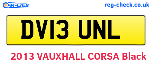 DV13UNL are the vehicle registration plates.