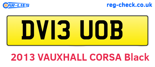 DV13UOB are the vehicle registration plates.