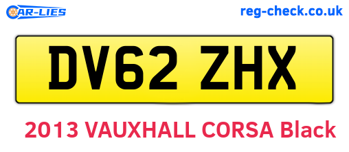 DV62ZHX are the vehicle registration plates.