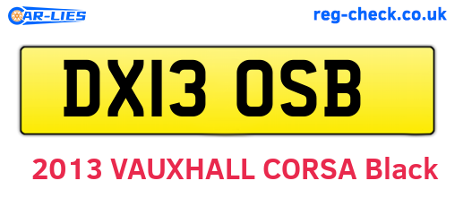 DX13OSB are the vehicle registration plates.