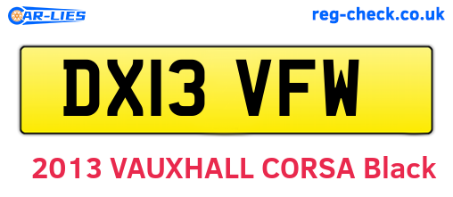 DX13VFW are the vehicle registration plates.