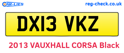 DX13VKZ are the vehicle registration plates.