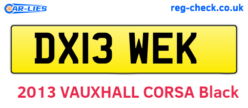 DX13WEK are the vehicle registration plates.