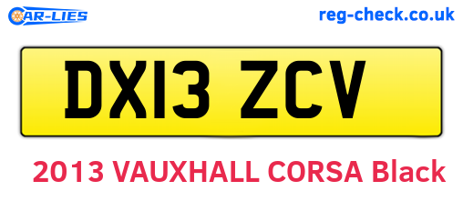 DX13ZCV are the vehicle registration plates.