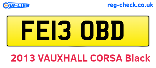 FE13OBD are the vehicle registration plates.