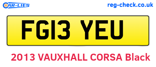 FG13YEU are the vehicle registration plates.