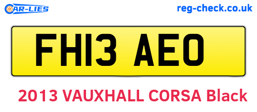 FH13AEO are the vehicle registration plates.