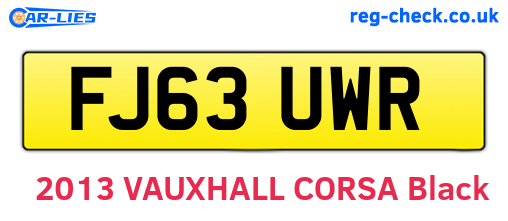 FJ63UWR are the vehicle registration plates.
