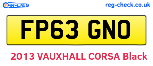 FP63GNO are the vehicle registration plates.
