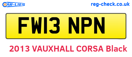 FW13NPN are the vehicle registration plates.