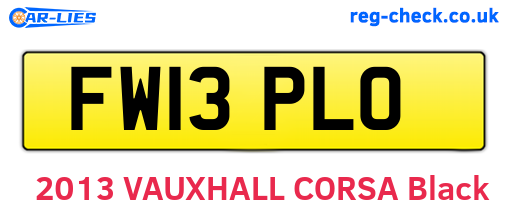 FW13PLO are the vehicle registration plates.