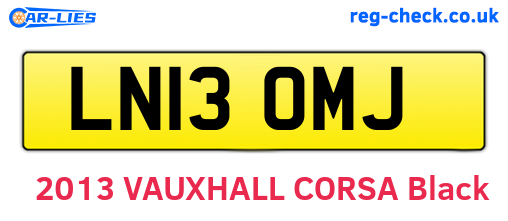 LN13OMJ are the vehicle registration plates.