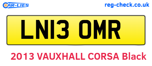 LN13OMR are the vehicle registration plates.