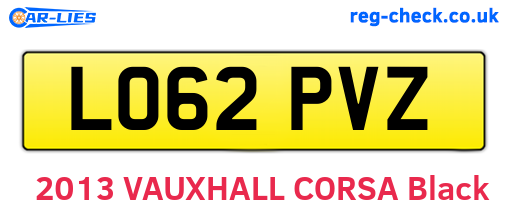 LO62PVZ are the vehicle registration plates.