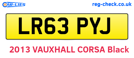 LR63PYJ are the vehicle registration plates.