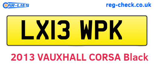LX13WPK are the vehicle registration plates.