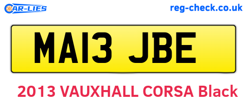 MA13JBE are the vehicle registration plates.