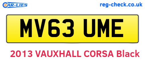 MV63UME are the vehicle registration plates.