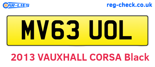 MV63UOL are the vehicle registration plates.