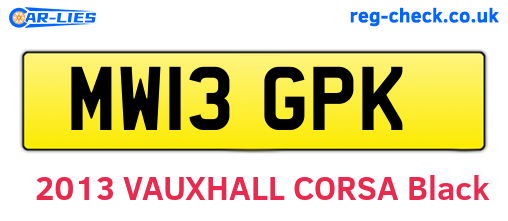 MW13GPK are the vehicle registration plates.