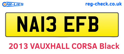 NA13EFB are the vehicle registration plates.
