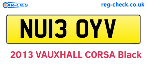 NU13OYV are the vehicle registration plates.
