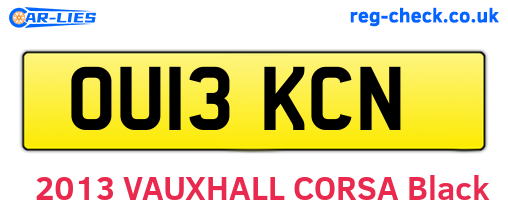OU13KCN are the vehicle registration plates.