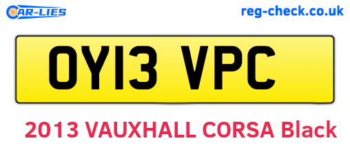 OY13VPC are the vehicle registration plates.