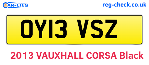OY13VSZ are the vehicle registration plates.
