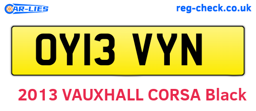 OY13VYN are the vehicle registration plates.